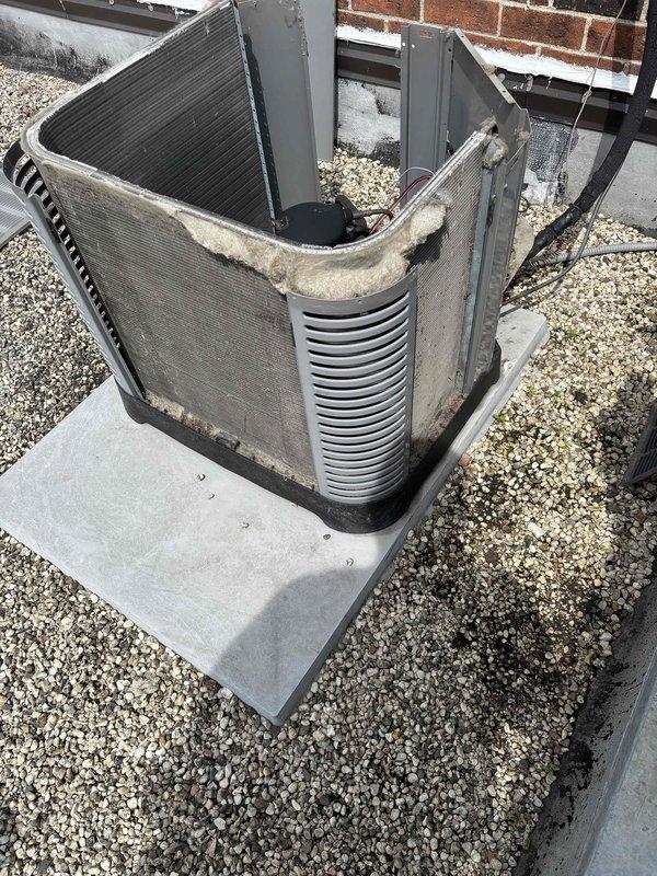 Performed comprehensive deep cleaning on break room HVAC system. Thoroughly cleaned condenser coils, evaporator coils, and blower wheel to restore optimal airflow and system efficiency. Verified proper system operation following cleaning procedures, confirming all components running within normal parameters.
