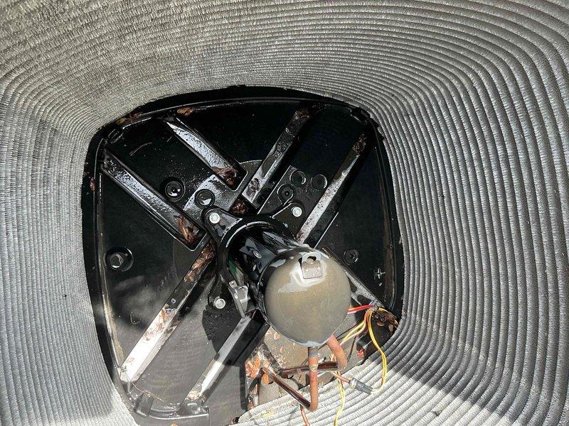 Completed comprehensive BFMA tune-up on 3+ year old air conditioning system, including full inspection of electrical control board, motor assembly, and internal components. Documented existing conditions including minor surface corrosion on mounting brackets and normal operational wear on interior components. All electrical connections, wiring harnesses, and control circuits were inspected and found to be secure and functioning properly.