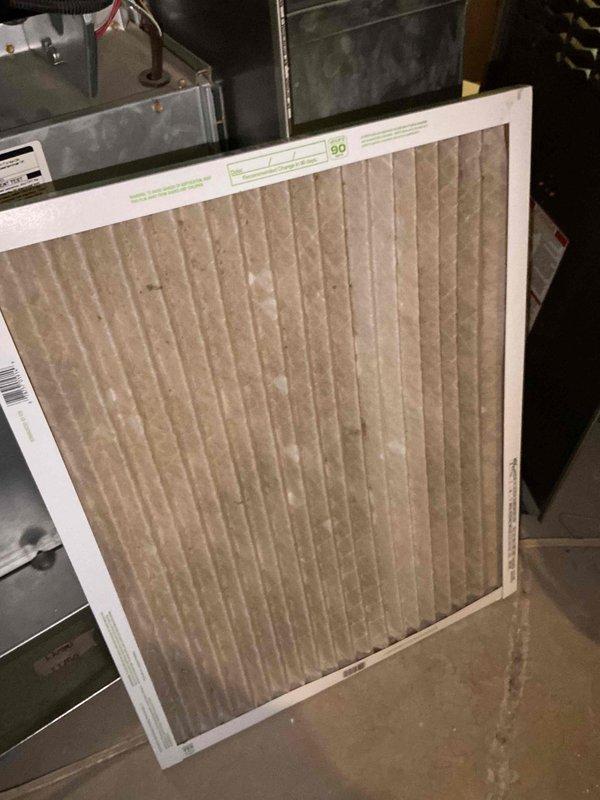 Completed comprehensive BFMA tune-up on 3-year-old air conditioning system, including full system inspection and performance verification. Inspected and documented dirty air filter condition, measured system voltage at 119.7V confirming proper electrical supply to unit, and evaluated all accessible HVAC components for optimal operation. All equipment tested and found operating within normal parameters.