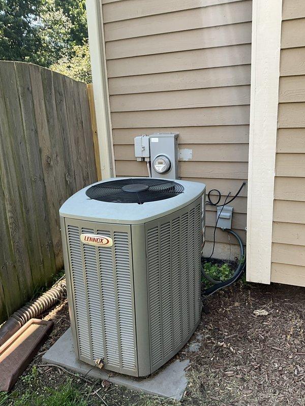 Completed comprehensive BFMA tune-up service on 14-year-old Lennox outdoor condensing unit. Performed standard maintenance protocol including inspection of electrical connections, refrigerant levels, condenser coil cleaning, fan motor operation verification, and system performance testing. Unit operating within manufacturer specifications upon completion of preventive maintenance service.