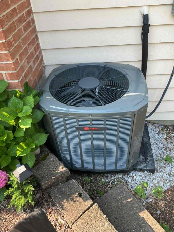 Completed comprehensive BFMA preventive maintenance tune-up on 9-month-old Trane air conditioning system. Performed full system inspection including outdoor condensing unit evaluation, verified proper airflow through louvers and fan operation, checked refrigerant lines and electrical connections, and inspected indoor components including ductwork and drainage systems. All components found operating within manufacturer specifications with no immediate repairs required; system ready for cooling season operation.