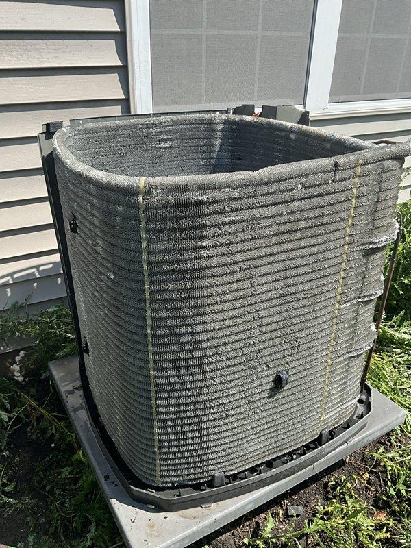 Completed comprehensive BFMA tune-up service on 4-year-old residential air conditioning system. Performed full preventive maintenance inspection of outdoor condenser unit, including examination of heat exchanger coils, copper refrigerant lines, and electrical connections. Unit showed normal wear consistent with age and outdoor exposure; all components found operating within manufacturer specifications and system ready for continued service.