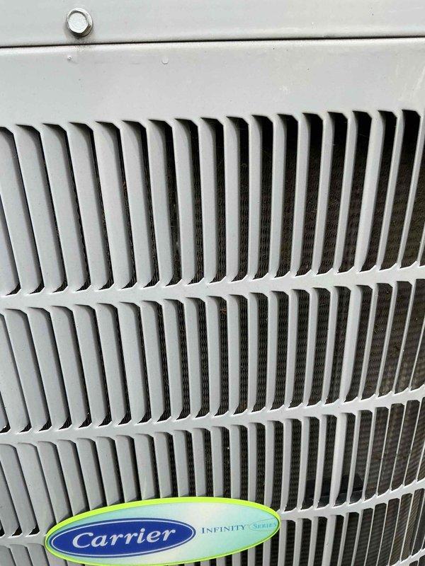 Completed comprehensive BFMA tune-up service on 8-year-old Carrier Infinity Series air conditioning system. Performed standard preventative maintenance procedures including inspection of outdoor condenser unit, verified proper operation of all components, and replaced MERV 14 air filter to ensure optimal airflow and system efficiency.