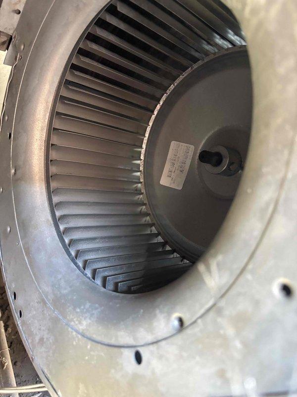 Responded to follow-up service call for rooftop HVAC unit that experienced icing issues during previous visit. Performed diagnostic inspection of system components including blower assembly and condensing units. Inspected blower wheel for proper operation, airflow restrictions, and debris accumulation that could contribute to reduced airflow and coil freezing. Evaluated both rooftop units for proper refrigerant levels, airflow, and mechanical operation to identify root cause of icing condition.