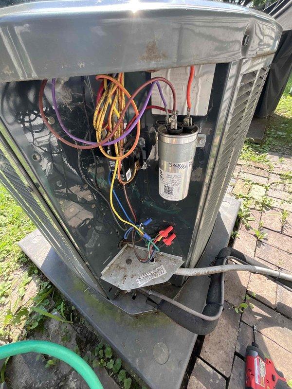 Completed comprehensive BFMA tune-up service on 7+ year old residential air conditioning system during morning appointment window. Performed full system inspection including electrical connections, capacitor testing, refrigerant level verification, condenser coil cleaning, and operational testing of all components. Unit accessed and serviced at outdoor location, with all electrical connections found secure, capacitor functioning within specifications, and system operating efficiently with no immediate repairs required at time of service.