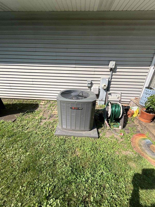 Completed comprehensive BFMA tune-up service on 7+ year old residential air conditioning system during morning appointment window. Performed full system inspection including electrical connections, capacitor testing, refrigerant level verification, condenser coil cleaning, and operational testing of all components. Unit accessed and serviced at outdoor location, with all electrical connections found secure, capacitor functioning within specifications, and system operating efficiently with no immediate repairs required at time of service.