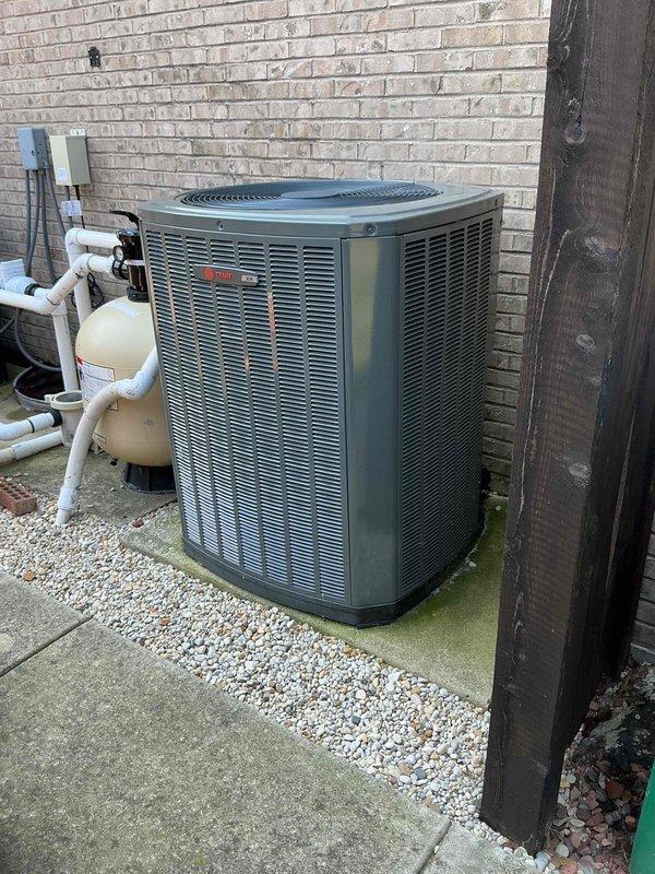 Completed comprehensive BFMA tune-up service on a 6-year-old residential HVAC system. Performed full AC maintenance including inspection of outdoor condenser unit positioned on concrete pad with proper clearances, checked refrigerant levels, cleaned coils, and verified electrical connections. Inspected indoor air handler and documented heavily soiled pleated filters requiring replacement due to significant dust and debris accumulation restricting airflow. All system components operating within manufacturer specifications upon completion of preventive maintenance protocol.