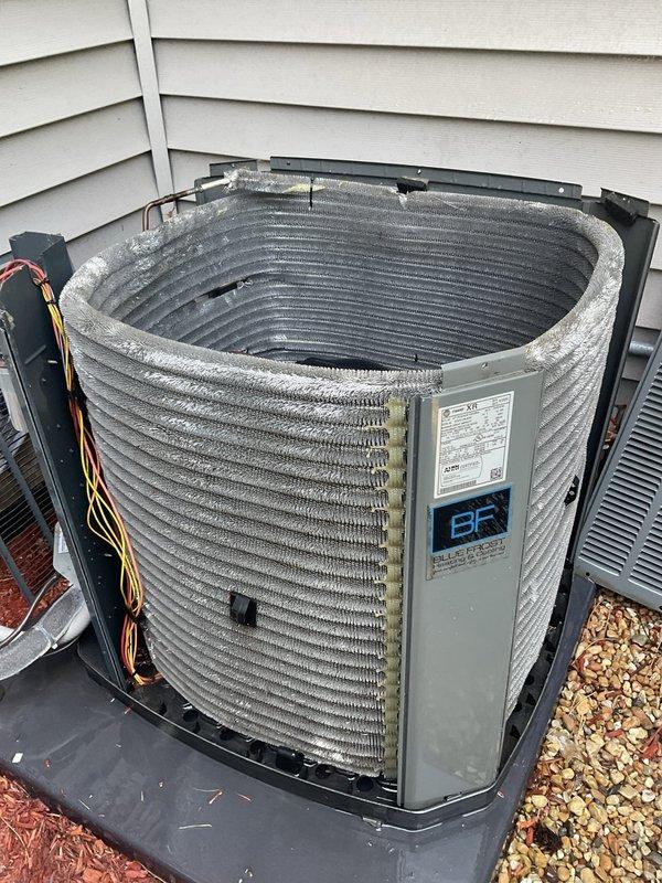 Completed comprehensive BFMA tune-up on 5-year-old residential air conditioning system that was previously experiencing no-cool conditions. Performed full system inspection of outdoor condenser unit, verified proper operation of compressor and condenser coils, checked electrical connections and refrigerant levels, and inspected air filter which showed moderate dust accumulation. All components found operating within normal parameters following previous service call resolution.