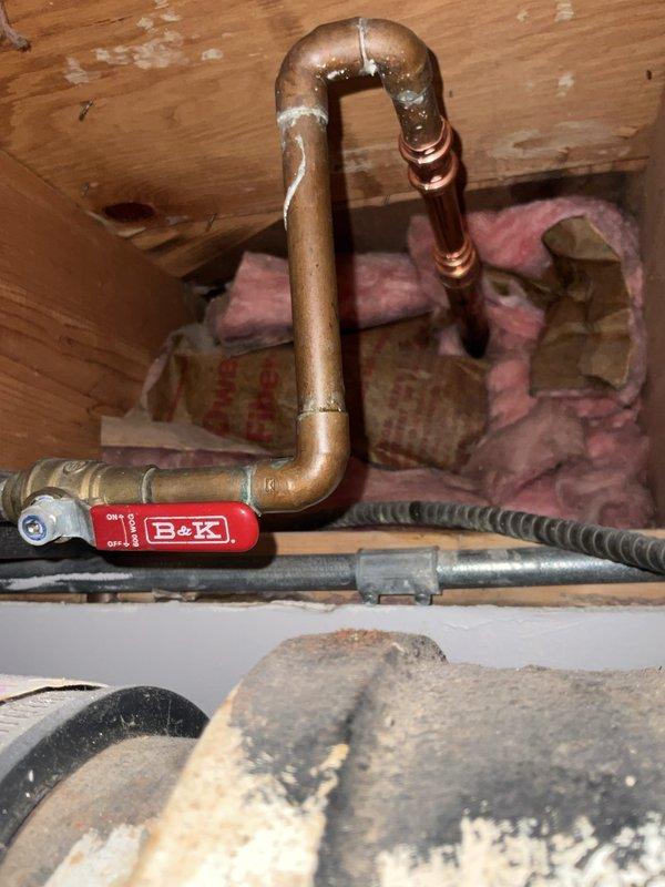 Replaced deteriorated rear hose bib with new frost-free unit to prevent future freeze damage. Isolated and drained existing water line, removed old hose bib assembly, and installed new frost-free hose bib using copper pipe, soldered fittings, and appropriate sealants. Restored water supply, tested operation, and verified no leaks present. All work covered under 1-year warranty.