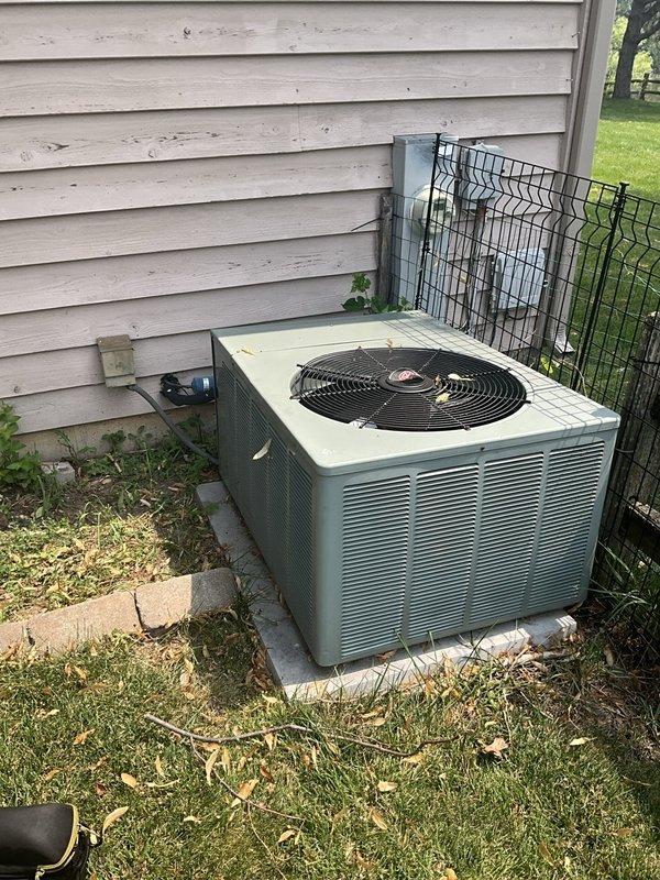 Responded to no cooling complaint with thermostat reading 83 degrees. Performed diagnostic evaluation of Rheem HVAC system including indoor furnace unit and outdoor condenser. System was found to be off at time of arrival; scheduled follow-up appointment to complete full assessment and necessary repairs when occupant would be available.