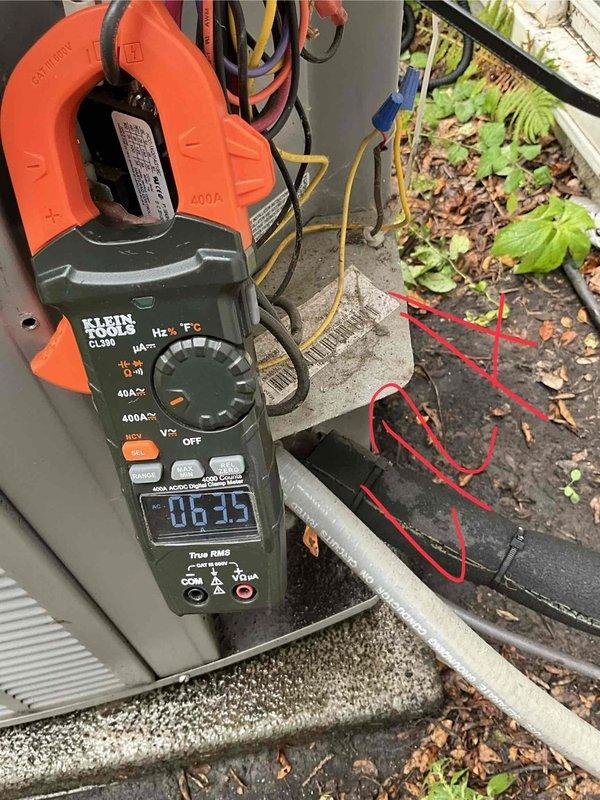 Completed comprehensive BFMA tune-up service on a 5-year-old air conditioning system. Upon arrival, performed electrical diagnostics using clamp meter to verify amperage draw and system performance parameters. Inspected outdoor condensing unit and discovered significant debris accumulation in condensate drain pan, including leaves, twigs, and organic matter that had collected over time. Cleaned drain pan thoroughly, removing all debris to prevent potential drainage issues and ensure proper condensate flow. Inspected refrigerant lines, electrical connections, and drain components for wear and proper operation. Verified all electrical readings were within manufacturer specifications and system was operating efficiently following cleaning and inspection procedures.