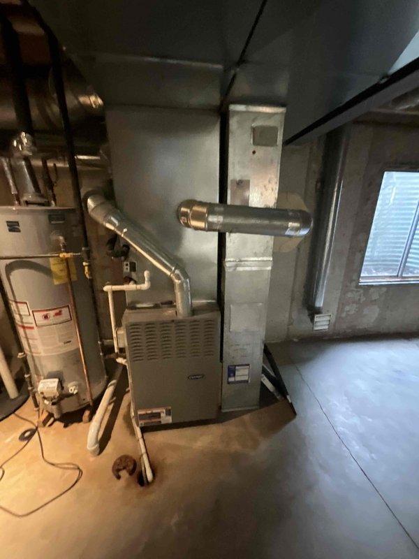Completed comprehensive duct cleaning service for newly constructed residential property prior to occupancy. Thoroughly cleaned all ductwork connected to the forced-air heating system in the basement mechanical room, removing construction debris and contaminants from the metal duct system to ensure optimal air quality and HVAC system performance upon homeowner move-in.