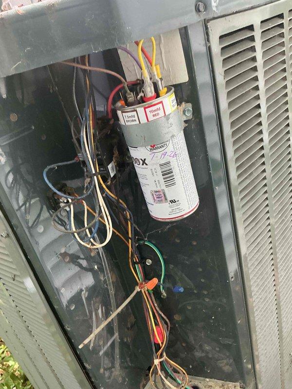 Responded to after hours emergency call for non-operational air conditioning system. Upon arrival, performed diagnostic inspection of HVAC system including furnace and outdoor condensing unit. Removed access panels to examine internal components, wiring connections, and electrical systems. Inspected capacitor, contactors, relays, and associated wiring harnesses for proper function and connections. Evaluated heat exchanger assembly, pressure switches, control boards, and condensate drain lines. Documented system condition with photographs showing all major components and wiring configurations for service records.