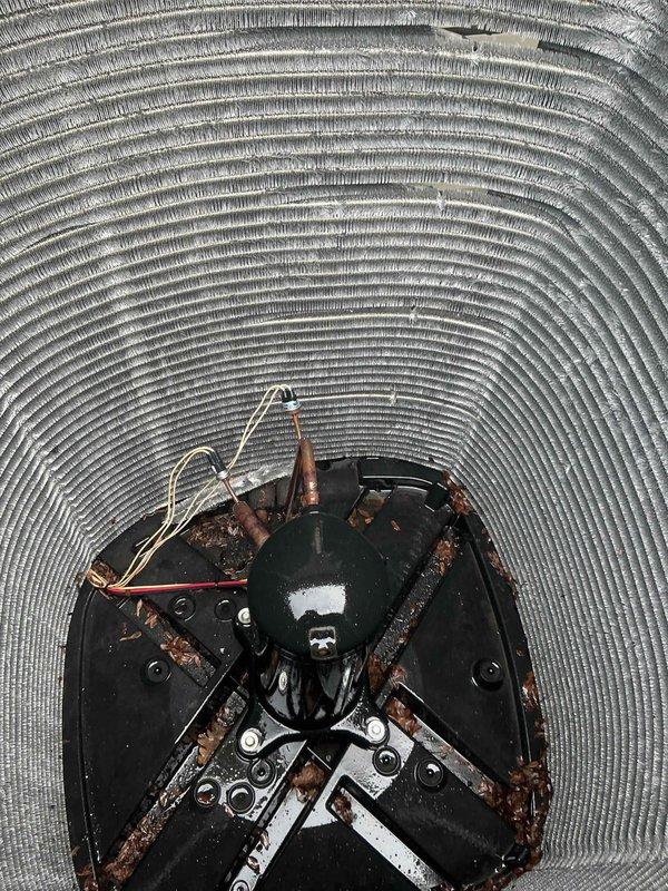 Completed comprehensive BFMA AC tune-up on 5-year-old system, including full inspection of air handler components and filter replacement. Documented existing corrosion on evaporator coil copper tubing and blower assembly, with rust present on mounting brackets and support components. Installed new pleated air filter and verified system operational parameters meet manufacturer specifications for continued service under recurring maintenance agreement.