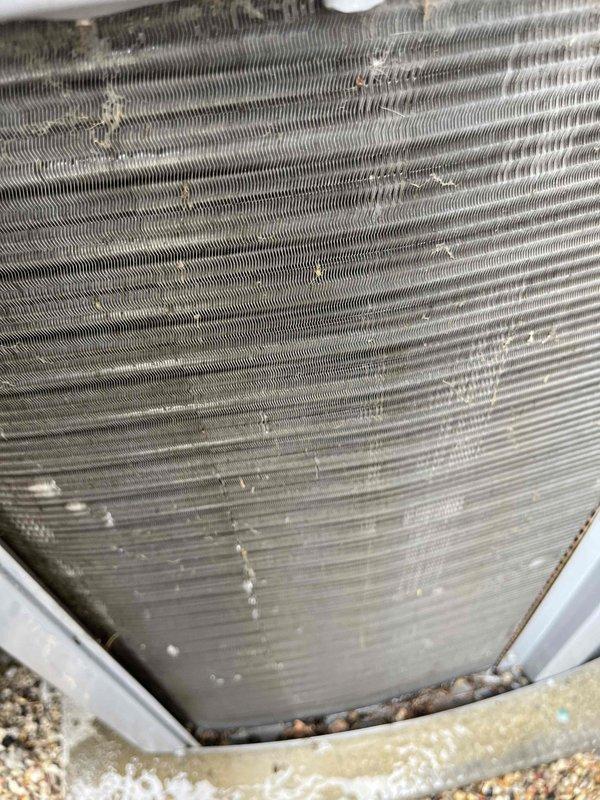 Completed comprehensive BFMA tune-up on a 7-year-old air conditioning system. Performed full system inspection including condenser coil evaluation, which revealed moderate dirt and debris accumulation between fins requiring attention, and evaporator coil assessment showing dust buildup on aluminum fin surfaces. Conducted standard preventive maintenance procedures per BFMA protocol to ensure optimal system performance and efficiency for the cooling season.