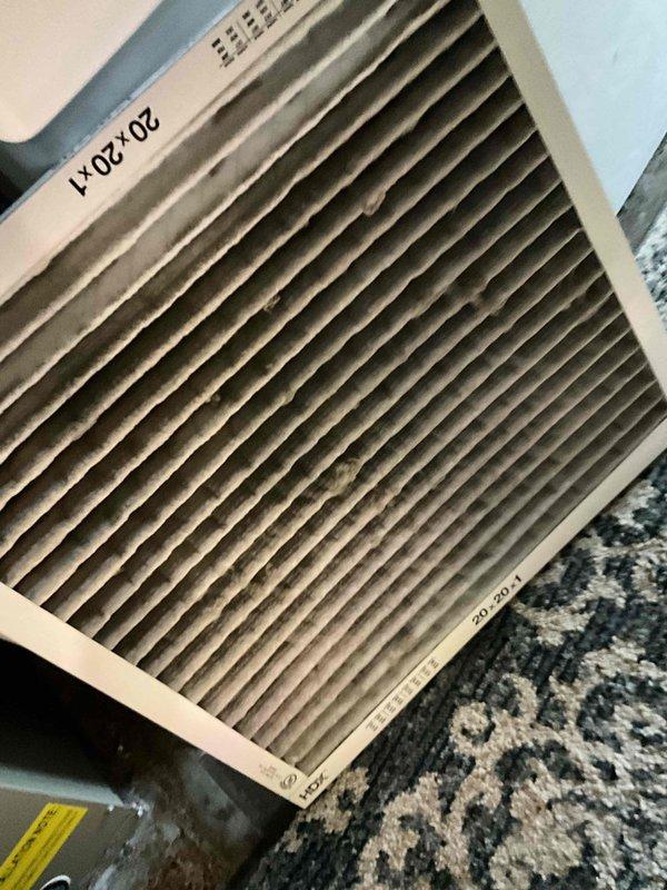 Completed comprehensive BFMA tune-up service on 8+ year old air conditioning system. Upon arrival, found outdoor condenser coil heavily clogged with accumulated dust, dirt, and debris significantly restricting airflow and reducing system efficiency. Thoroughly cleaned evaporator coil assembly, removing thick layer of contamination from fins and copper refrigerant lines. Replaced dirty air filter showing substantial dust buildup with new filter to restore proper airflow and indoor air quality. Performed standard tune-up procedures including system inspection, operational testing, and verification of all components functioning properly. Unit now operating at optimal performance levels with improved airflow and efficiency.