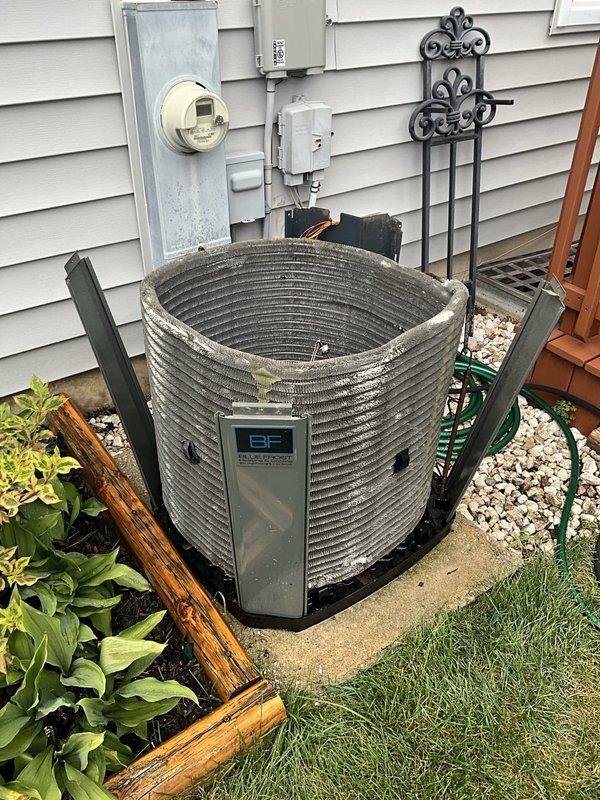 Completed comprehensive BFMA air conditioning tune-up on 6-year-old residential system. Performed full preventive maintenance inspection including checking refrigerant levels, electrical connections, and condenser coil cleaning on outdoor unit. Inspected and documented heavily soiled air filter requiring replacement, ensuring optimal airflow and system efficiency for continued operation.