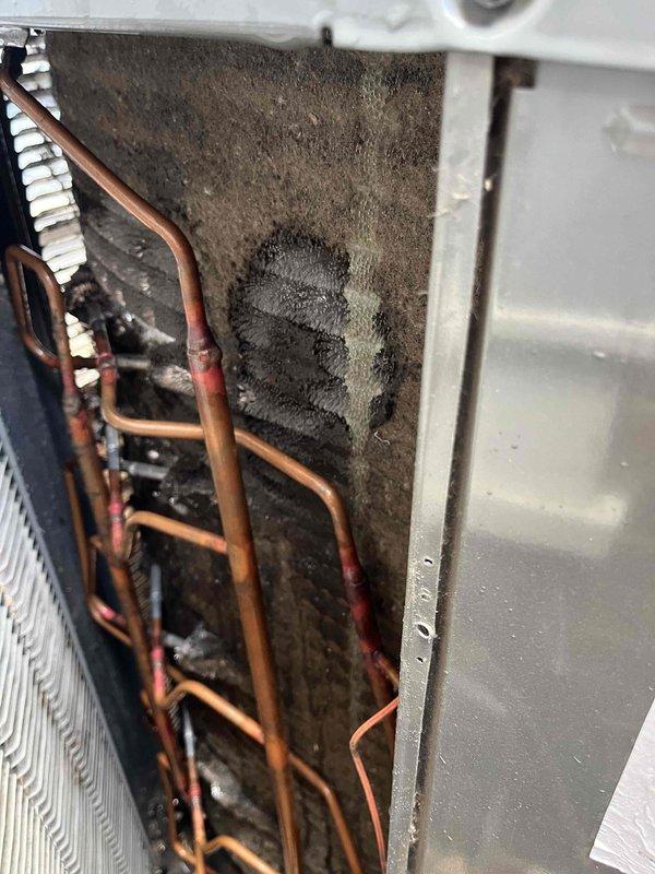 Completed comprehensive BFMA tune-up service on two air conditioning systems, both approximately 2+ years old. Performed thorough inspection and maintenance of both units, which revealed significant dust accumulation on evaporator coils and filter media requiring attention. Cleaned coils, checked refrigerant lines for proper connections and condition, verified system operations, and replaced air filters per maintenance agreement specifications to restore optimal airflow and system efficiency.