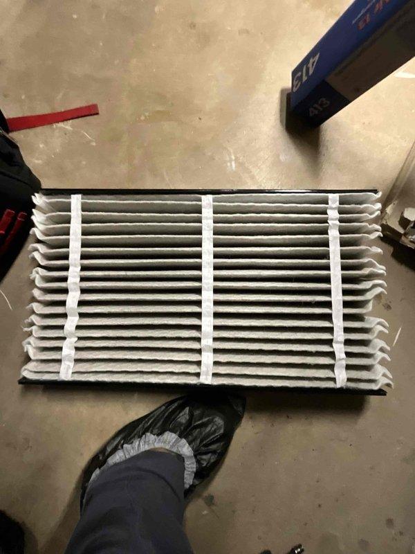 Completed comprehensive BFMA tune-up on 5-year-old air conditioning system, including inspection of outdoor condenser unit with verification of fan operation, heat exchanger coil condition, and proper unit mounting. Performed semi-annual filter change by removing and servicing indoor air return grille, ensuring optimal airflow and system efficiency for continued reliable operation.