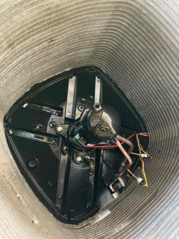 Completed comprehensive BFMA tune-up service on dual air conditioning systems for 4-year-old equipment. Performed standard preventive maintenance protocol including inspection of all major components, ductwork examination, and condenser coil assessment. Documented existing fin damage on condenser unit with exposed insulation material requiring future attention, and noted dust accumulation in duct-mounted blower assembly with visible wiring connections.