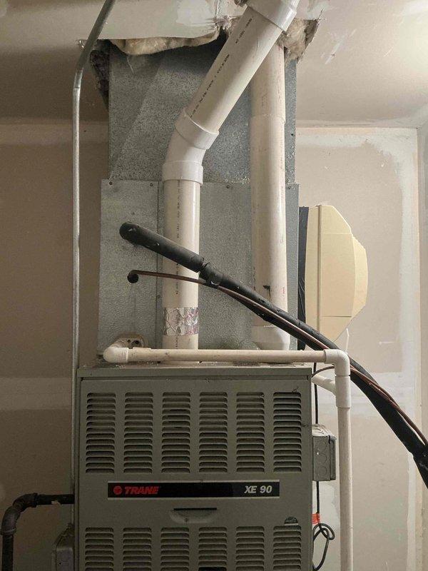 Completed full HVAC system installation including Lennox EL297V variable-speed gas furnace (model EL297090XV36CK) and Lennox EL16KC1 air conditioning condenser (model EL16KCA-036). Installed CK40Ct-36C-71 evaporator coil, AA1210 media filter, and P200 thermostat to complete the system. Removed existing humidifier per specifications with no replacement unit installed. All equipment properly installed, tested, and operational.