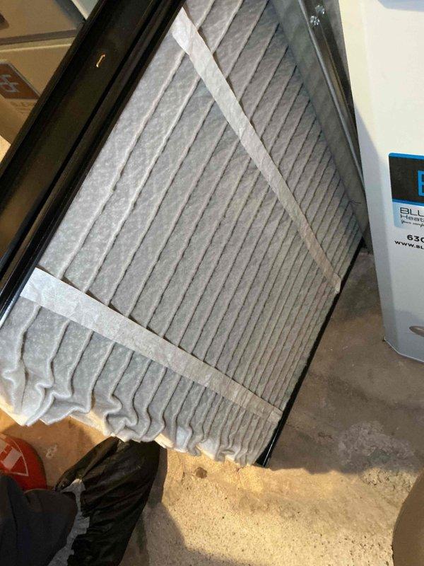 Completed BFMA preventive maintenance tune-up on residential air conditioning system. Performed comprehensive inspection of outdoor condenser unit, noting accumulated dirt and debris on coil fins; cleaned and serviced unit to restore optimal airflow and efficiency. Replaced standard air filter in system to ensure proper filtration and system performance. All components inspected and found operating within normal parameters following service completion.