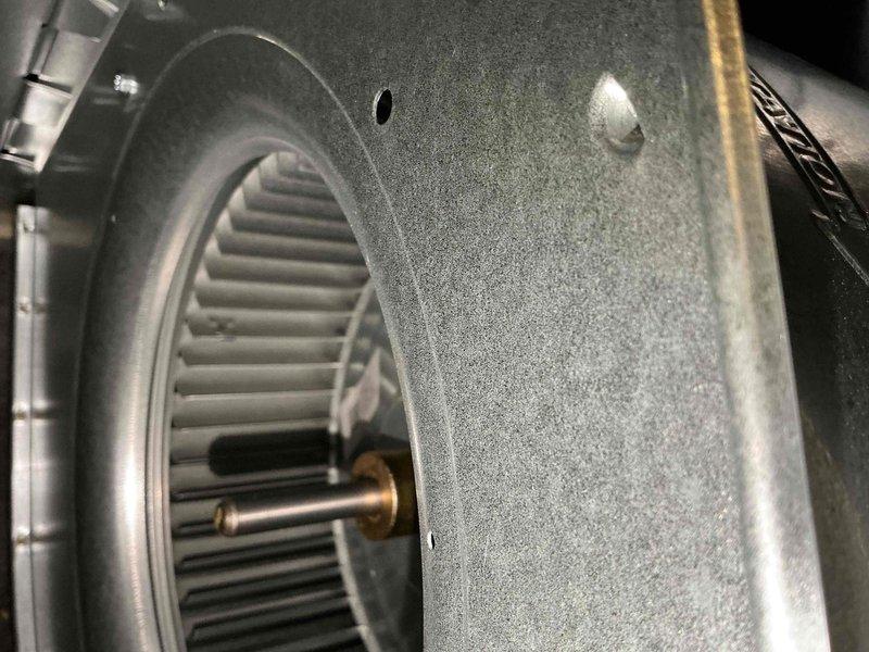 Completed comprehensive BFMA tune-up maintenance on two air conditioning systems aged 2+ years. Inspected blower assembly and squirrel cage fan, noting normal dust accumulation on blades and housing consistent with operational use. Verified blower motor operation and mounting integrity, checked pleated air filter condition and housing, and inspected electrical connections and mechanical components for proper function. All systems operational with no immediate service concerns identified.