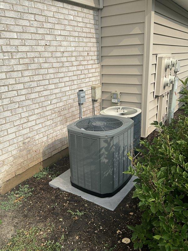 Completed comprehensive BFMA air conditioning tune-up service on residential dual-unit HVAC system scheduled after 3PM. Performed standard preventive maintenance procedures including inspection of both exterior condenser units, evaporator coil assessment, and verification of all electrical connections and disconnect boxes. All components found operating within normal parameters with no immediate service concerns identified.