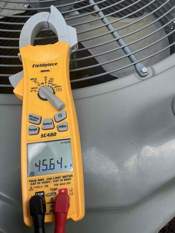 Replaced failed contactor and dual run capacitor (45/7.5 MFD) to restore proper operation of the outdoor condensing unit. Installed hard start kit to assist compressor startup and prevent future electrical component failure. All components tested and verified operating within manufacturer specifications upon completion.