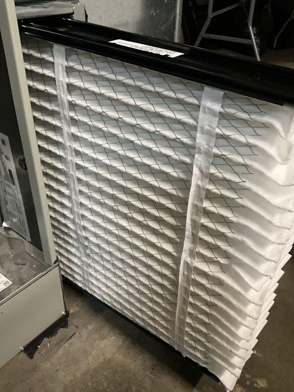 Completed comprehensive BFMA tune-up on 4-year-old air conditioning system, including full system inspection, performance testing, and preventive maintenance procedures. Performed semi-annual filter change, removing dirty pleated filter and installing clean replacement to ensure proper airflow and system efficiency. All components operating within normal parameters upon completion of service.