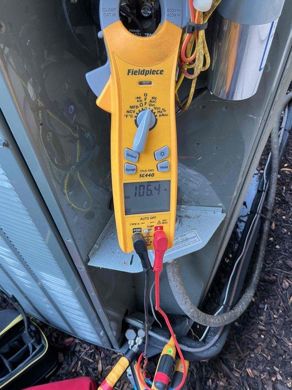 Responded to no cool call on two-year-old air conditioning system experiencing significantly reduced cooling capacity. Upon inspection, tested outdoor unit capacitor with digital multimeter and found failed component preventing compressor from operating at full capacity. Replaced defective capacitor with properly rated unit, verified electrical connections, and confirmed system returned to normal cooling operation.