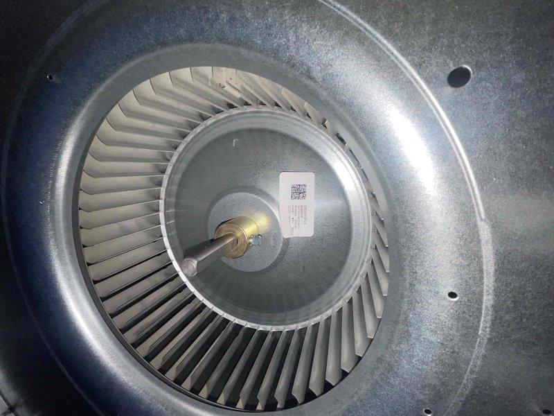 Completed comprehensive BFMA tune-up service on 14-year-old HVAC system, including air conditioning maintenance and water heater inspection. Performed detailed inspection of blower wheel assembly, verifying proper operation of centrifugal fan and motor components. Inspected water heater unit, noting minor corrosion on copper pipe fittings with green patina present on brass connections, which is typical for equipment age. Documented equipment condition through photographs for maintenance records. All systems operational and functioning within normal parameters upon completion of scheduled preventative maintenance service.