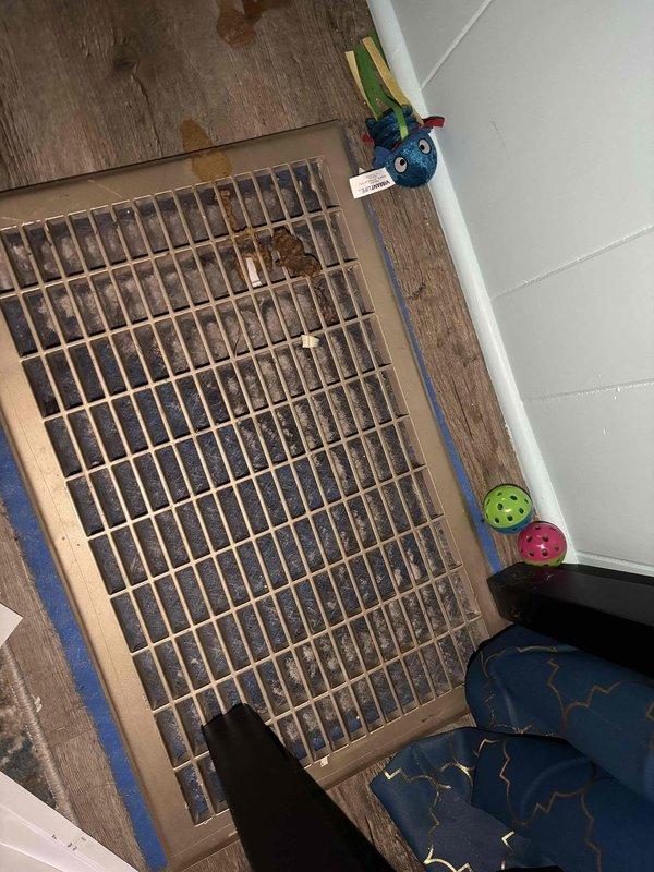 Responded to service call for air conditioning system that failed over the weekend. Upon inspection, discovered extensive ice buildup on evaporator coil and refrigerant lines, indicating restricted airflow or possible low refrigerant charge. Identified heavily soiled return air grate contributing to reduced system airflow. Thawed frozen coil, cleaned return air filter and grate to restore proper airflow, and verified system operation. Unit returned to normal cooling function with indoor temperature at 78°F.