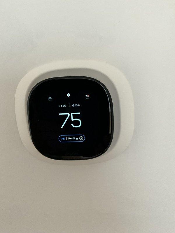 Responded to service call for reported screeching noise from furnace when AC unit activates. Upon arrival, performed thorough inspection of HVAC system including thermostat operation, indoor furnace unit, and outdoor condensing unit. Verified thermostat functionality and proper temperature control settings. Conducted visual inspection of outdoor unit ventilation grille and internal components. No trouble found during inspection period while client was present at residence. System operating within normal parameters at time of service visit.