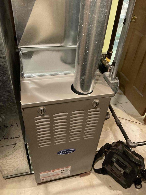 Completed comprehensive BFMA tune-up on 6-year-old Carrier furnace system with no reported issues. Performed routine maintenance inspection, filter replacement, burner cleaning, and system diagnostics to ensure optimal performance for maintenance plan member. Additionally serviced humidifier unit and completed dryer vent cleaning as requested add-on service.