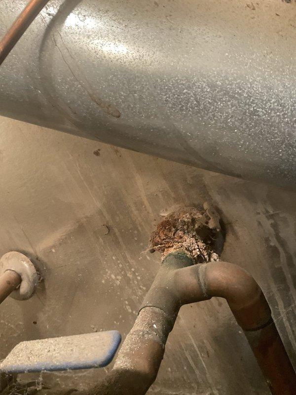 Responded to callback regarding newly installed rooftop units not maintaining adequate cooling, with building temperatures remaining above 75°F and weak airflow reported in first-level glass-walled suites. Upon inspection, discovered significant condensation issues on ductwork in basement mechanical space, indicating improper insulation or air sealing concerns affecting system efficiency. Verified economizer operation on both RTUs, adjusted damper controls and sequencing to optimize outside air intake during suitable conditions. Identified ductwork configuration issues in basement area with multiple elbows and transitions potentially restricting airflow to affected zones. Inspected mechanical connections, confirmed proper refrigerant charge and compressor operation on both units. Documented excessive moisture accumulation on supply ducts suggesting inadequate vapor barrier or insulation installation. Recommended follow-up to address ductwork insulation deficiencies and evaluate air bal