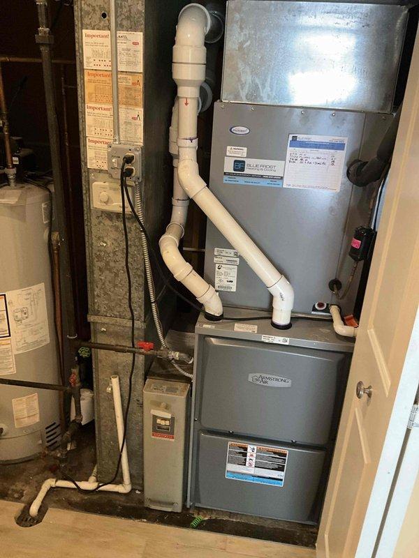 Completed comprehensive duct cleaning service for residential HVAC system consisting of Armstrong Air furnace and air handler unit. Performed thorough cleaning of all supply and return ducts using high-volume air compressor with air whip attachments, combined with negative pressure vacuum system equipped with HEPA filtration to capture all dirt, dust, and particulate matter from the ductwork and equipment area.