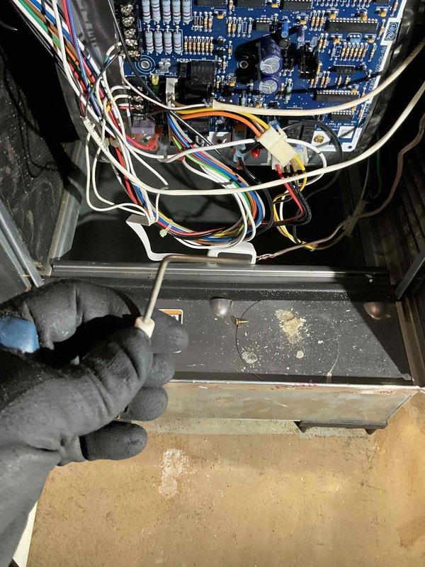 Completed comprehensive BFMA tune-up service on 7+ year old furnace system during afternoon appointment window. Performed thorough inspection of control board, wiring harnesses, and blower assembly, documented existing dust accumulation on interior components and housing surfaces. All electrical connections verified secure, system operational parameters confirmed within manufacturer specifications, and equipment returned to normal service.