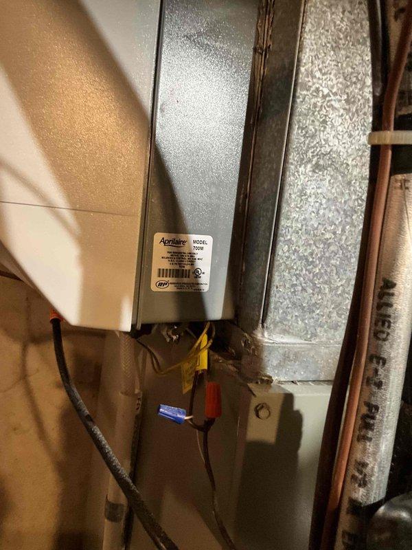 Completed comprehensive BFMA tune-up service on residential HVAC system including furnace inspection, humidifier maintenance with #35 pad replacement, and semi-annual filter change using #213 filter. Performed electrical diagnostics using clamp meter to verify proper amperage draw and system performance on air handler unit installed in attic space. All components inspected, tested, and confirmed operating within manufacturer specifications with no issues identified.