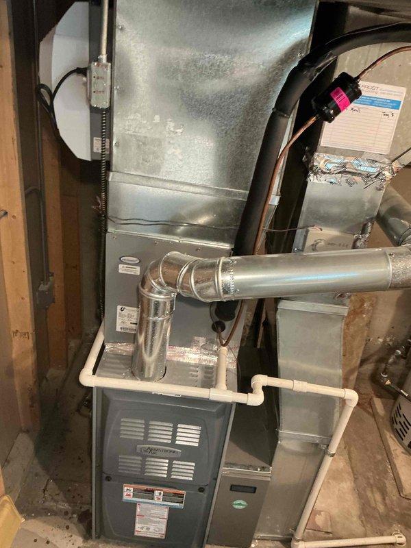 Completed comprehensive furnace tune-up on 5-year-old residential heating system. Performed full system inspection including burner assembly, heat exchanger, evaporator coil, blower motor, electrical connections, and venting components. All components found operating within manufacturer specifications with no deficiencies noted; system cleaned, tested, and returned to service.