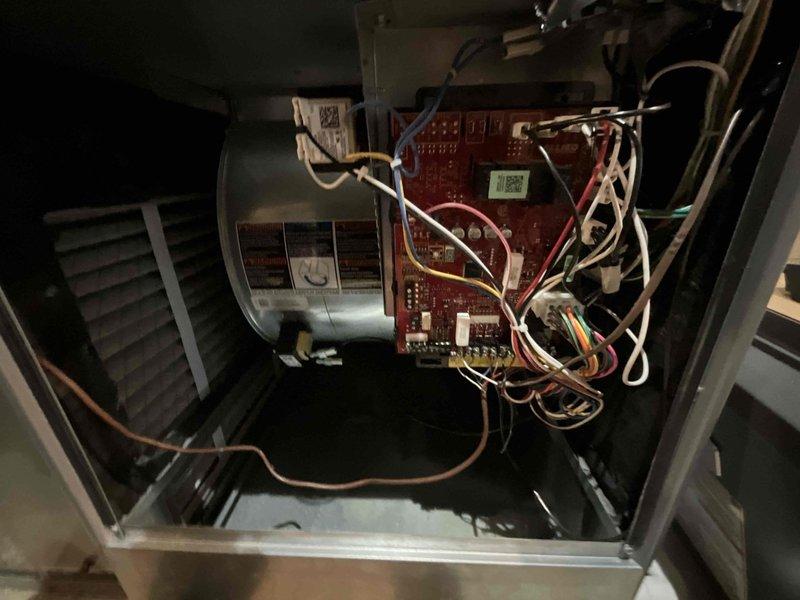 Completed comprehensive BFMA tune-up service on 7-year-old system including furnace, humidifier, and tanked water heater. Inspected furnace blower motor assembly and control board with all electrical connections verified and functioning properly. Identified heavily corroded burner component requiring attention due to extensive rust and oxidation affecting performance and safety. Serviced humidifier system with truck stock pad replacement as part of recurring maintenance protocol. Performed standard inspection and maintenance on tanked water heater unit. All system components tested and operational upon completion.