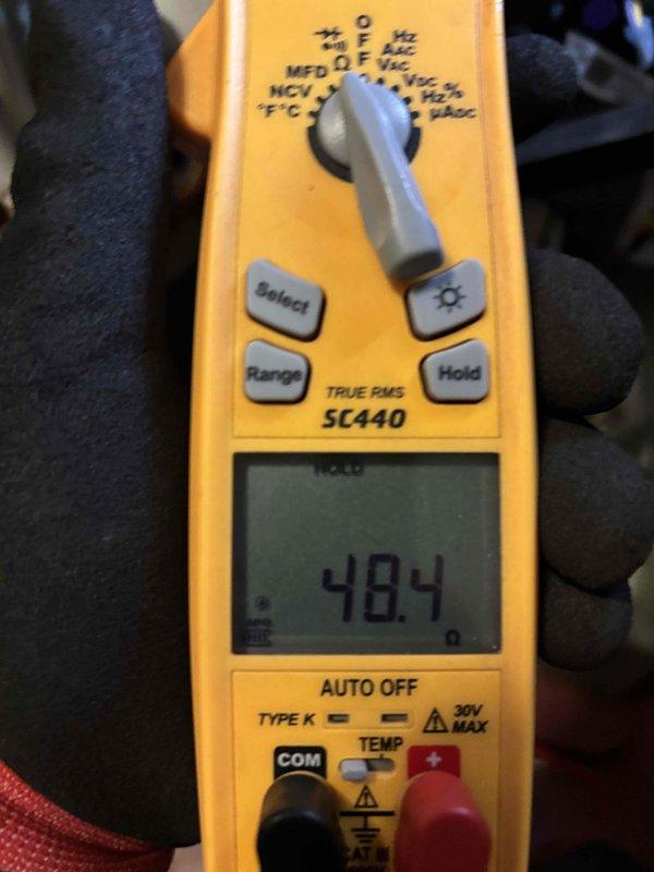 Completed comprehensive BFMA furnace tune-up service within the required morning timeframe. Performed electrical diagnostics using Fieldpiece SC440 TRUE RMS multimeter, measuring amperage draw at 0.29A and verifying proper voltage readings. System operational parameters confirmed at 48.4 measurement reading, indicating proper furnace function. All tune-up procedures completed successfully with equipment operating within manufacturer specifications.
