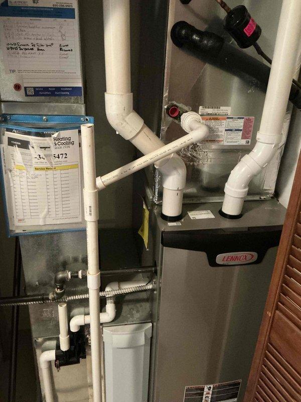 Completed comprehensive BFMA tune-up on two Lennox furnace systems with associated humidifiers. Performed thorough inspection of control boards, electrical connections, and wiring harnesses; accessed internal components including PCB circuitry, relays, and control panels to verify proper operation. All systems tested and confirmed operational with no deficiencies noted.