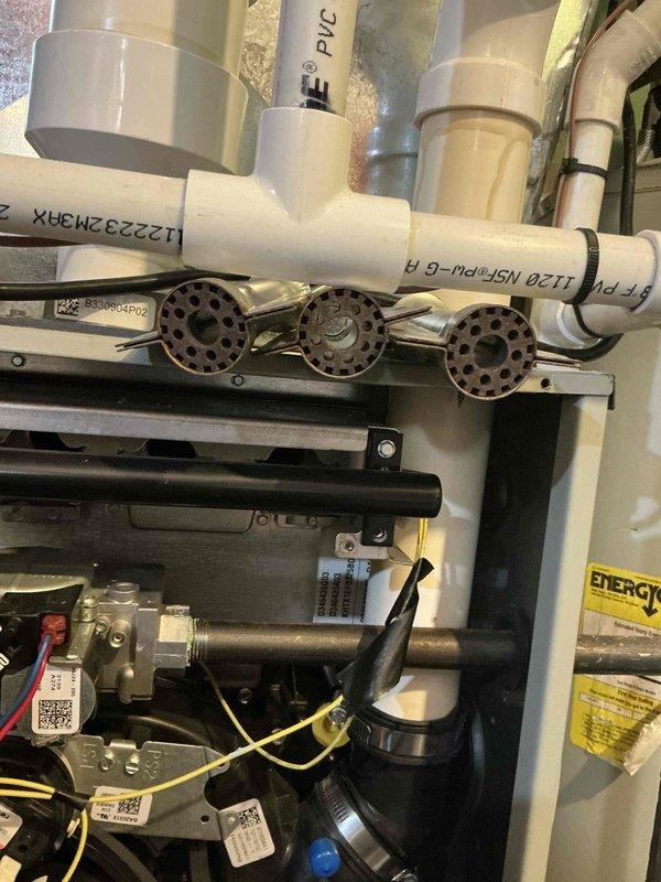 Completed comprehensive furnace tune-up on Trane HVAC system as part of BFMA maintenance program. Performed full system inspection, replaced heavily soiled air filter showing significant dust and debris accumulation, and inspected all mechanical components including PVC condensate drain lines, burner assembly, and control systems. All equipment tested and verified operating within manufacturer specifications.