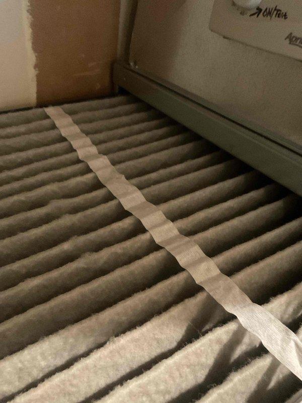 Completed comprehensive BFMA tune-up service on 8-year-old furnace system including humidifier maintenance with #35 pad replacement. Inspected and serviced air handler unit, verified proper filter installation and condition, checked electrical connections and ductwork penetrations, and ensured all HVAC components were operating within manufacturer specifications.