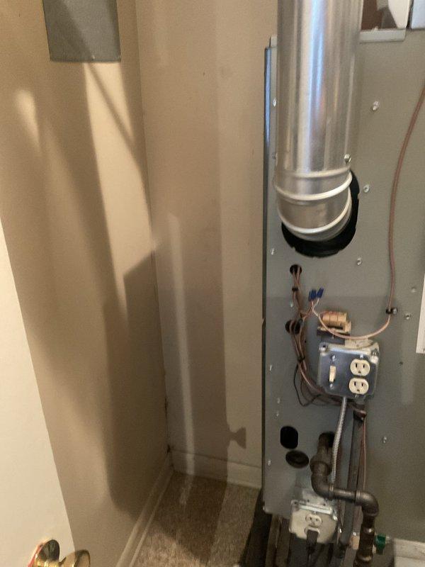 Completed comprehensive BFMA tune-up service on 8-year-old furnace system including humidifier maintenance with #35 pad replacement. Inspected and serviced air handler unit, verified proper filter installation and condition, checked electrical connections and ductwork penetrations, and ensured all HVAC components were operating within manufacturer specifications.