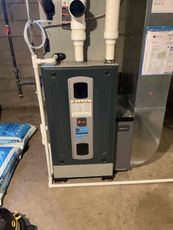 Completed comprehensive BFMA furnace tune-up on 3-year-old residential heating system. Performed full inspection of all mechanical and electrical components, including pressure switch assembly, gas valve, blower motor, and control board connections. Verified proper operation of exhaust and intake PVC venting system, tested all safety controls, cleaned burner assembly, and confirmed system cycling and temperature rise within manufacturer specifications.