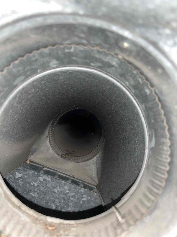 Performed comprehensive duct cleaning service on HVAC system with corrugated metal ductwork. Inspection revealed accumulated debris within ventilation components and exterior surfaces showing weathering, paint deterioration, and corrosion around duct openings. Cleaned interior duct surfaces, removed particulate buildup, and documented pre-existing conditions including oxidation and surface degradation on surrounding metalwork.