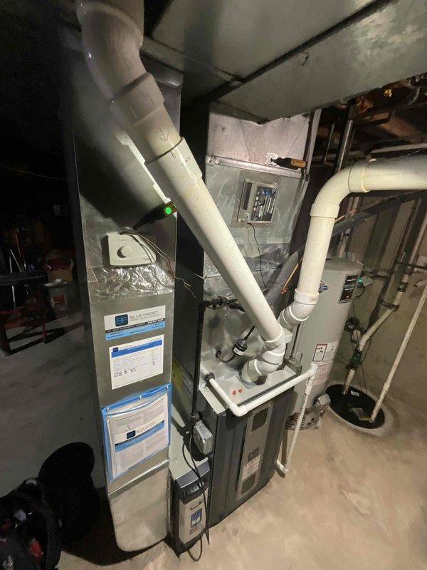 Completed comprehensive fall maintenance tune-up on 10-year-old furnace system in accordance with preventive maintenance plan requirements. Performed full system inspection including burner assembly cleaning, heat exchanger examination, blower motor lubrication, air filter replacement, and electrical connection verification. All components tested and operating within manufacturer specifications with no deficiencies identified; system ready for heating season.