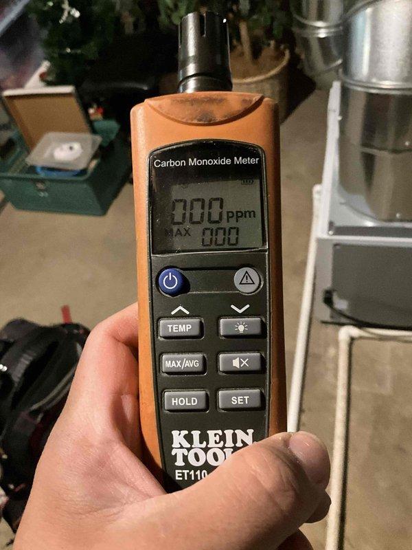 Completed routine BFMA tune-up and maintenance inspection on 5-year-old furnace and air conditioning system with no reported issues. Performed carbon monoxide testing which showed safe readings at 0 ppm, inspected air handler unit and ductwork connections, and verified all components were operating within normal parameters. System found to be in good working condition with no immediate service needs identified.